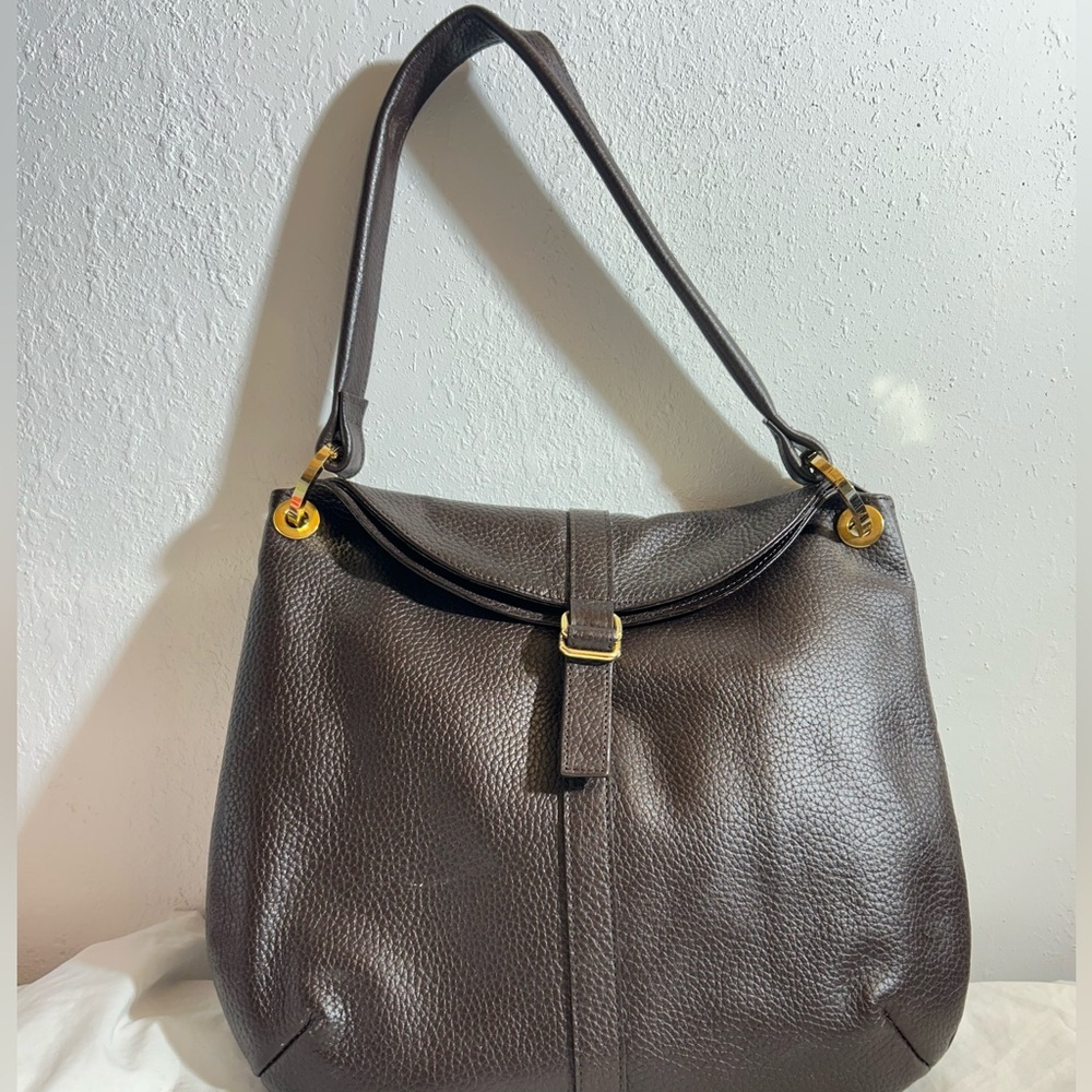 Chic Dark Brown Leather Shoulder Bag
